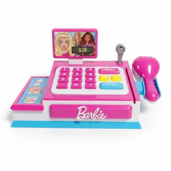 Barbie Pink Blue Play Money Counter Scanner Sound Electronic Toy Cash Register - Picture 1 of 10